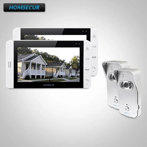 

HOMSECUR 7" Wired Video&Audio Home Intercom+White Monitor 2C2M for Home Security TC021-S Camera (Silver)+TM703-W Monitor(White)