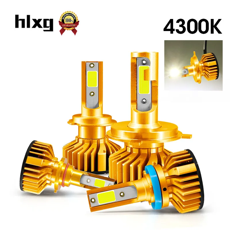 

Hlxg Yellowish 4300K Super Mini Size 12V H1 Led H7 H4 Car Headlight Kit H3 9005 HB3 9006 HB4 H8 H11 Auto Headlamp Fog Lights