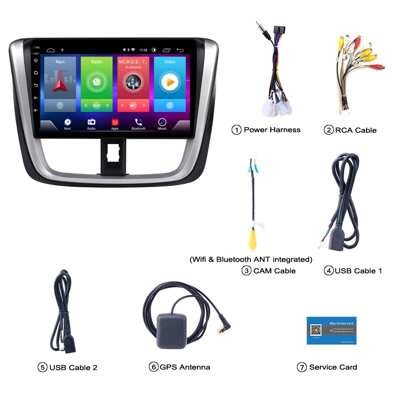 Top Full Touch Car Android 8.1 Radio Player For TOYOTA VIOS Yaris 2017 Vehicle GPS Navigation Video Multimedia Built In Bluetooth 1