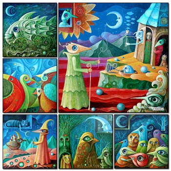 

Wonderful World Of Polish Fairy Tales Posters Painting Diy Diamond Cross Stitch 5D Diamond Painting Embroidery Cartoon Mosaic