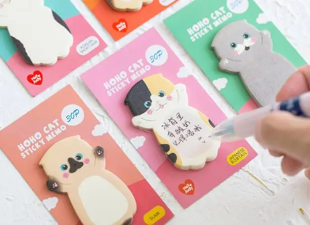 4 шт. Блокноты Sticky Note Kawaii Cat Бумага блокнот Daliy Скрапбукинг наклейки Офис Школьные принадлежности закладки