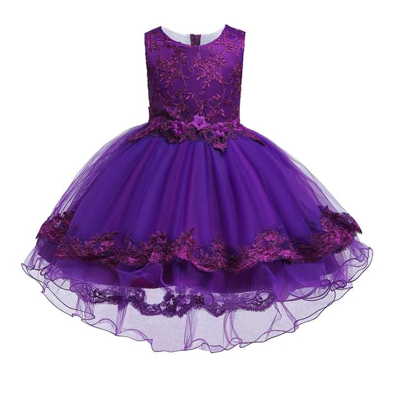 Женская, трубообразной формы плaтья принцeссы для девочки; дети фиолетовый цветок Свадебная вечеринка, платье для маленькой девочки, школьная одежда, на возраст 3, 4, 5, 6, 8 лет
