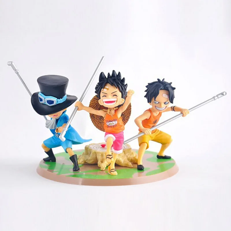 3 шт./лот 9 см Косплей японское аниме One piece ASL Luffy Ace Sabo Three Brothers ПВХ экшн фигурки
