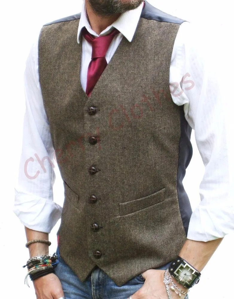 2017 Latest Coat Pant Designs Brown Tweed Waistcoat Formal Mens Vest ...