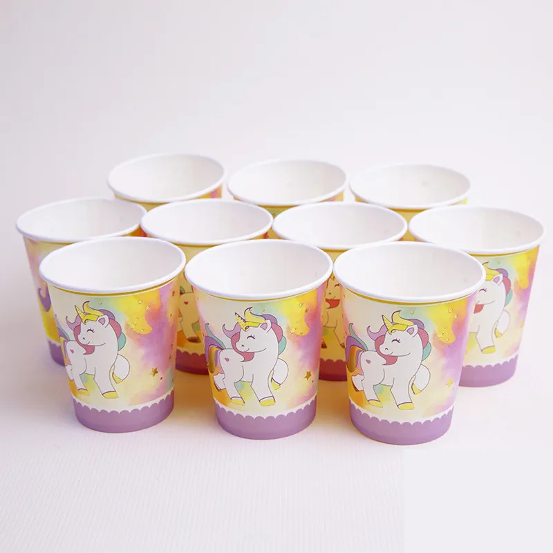 Unicorn Disposable Tableware Paper Cup Girl Birthday Table Decoration Team Bride To Be Wedding Party Supplies SD25 (4)