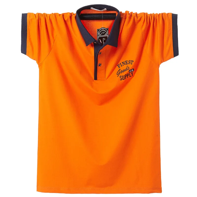 Fat Guy плюс размер 4XL 5XL 6XL 95% хлопок бизнес короткий рукав рубашки поло мужские удобные эластичные Corlorful темно синий оранжевый - Цвет: 5112 Orange