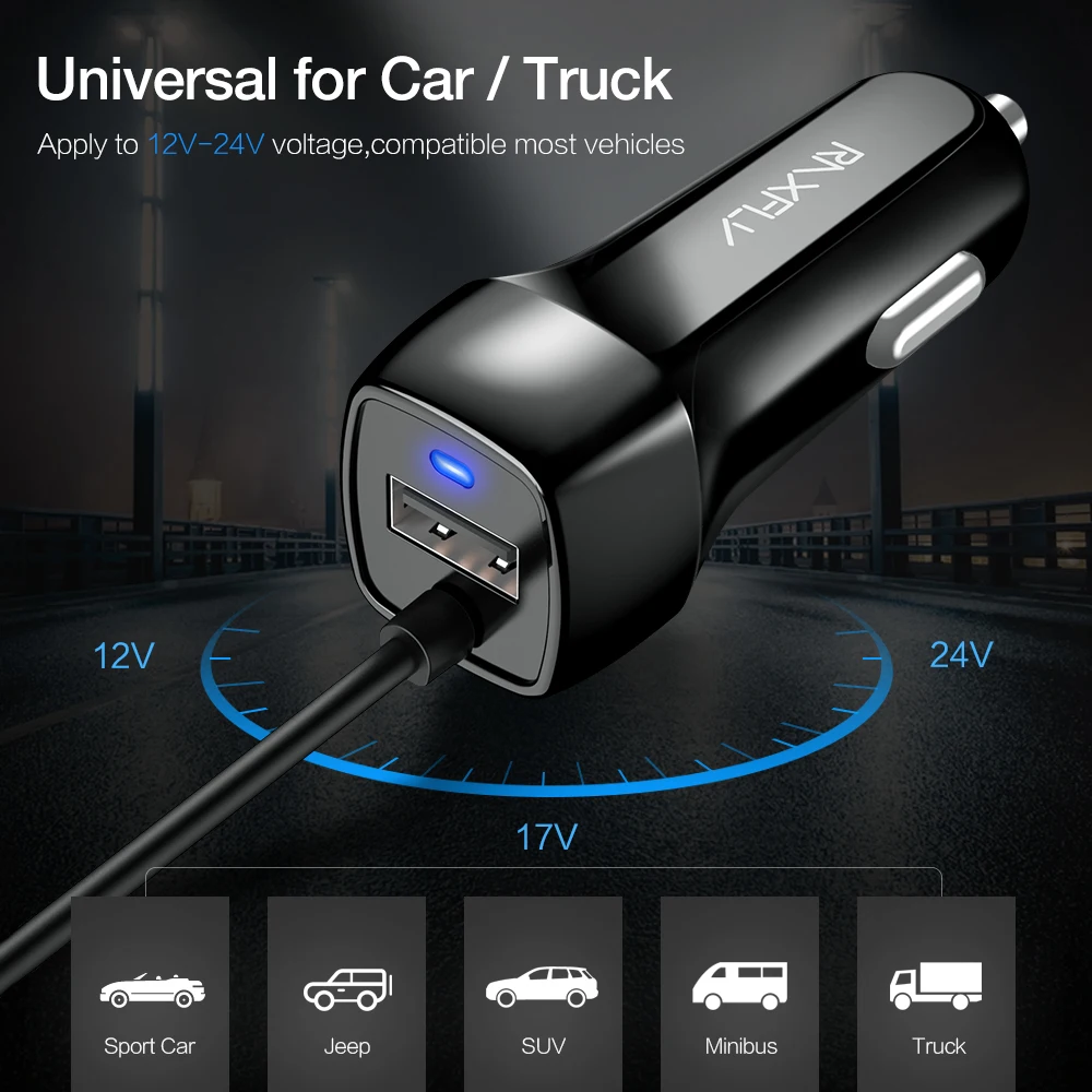 RAXFLY سيارة شاحن آيفون X 8 7 6 مع كابل الهاتف المحمول USB شاحن سيارة المصغّر USB الإضاءة نوع C شحن الهاتف محول