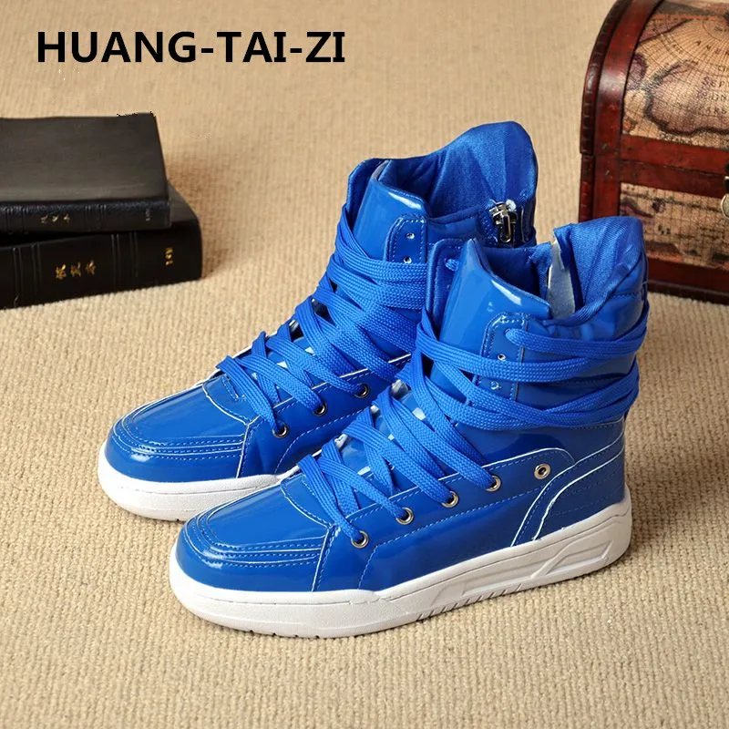 

HUANG-TAI-ZI Men's Vulcanize Shoes Lace-up Men Casual Shoes Fashion High Top Men High Pipe Retro Comfortable Men's Flat Shoes
