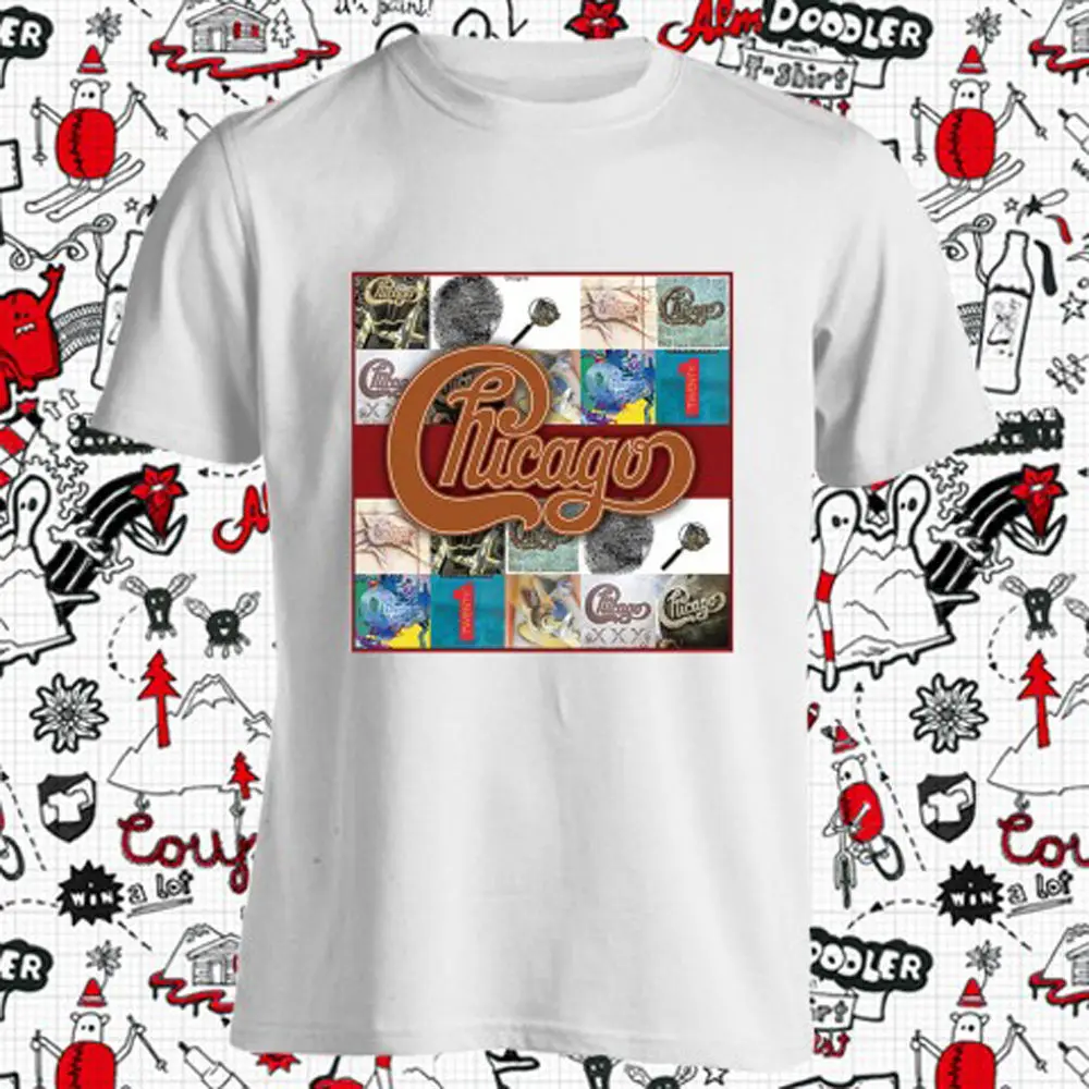 New Chicago Rock Band Logo Cover Men's White T Shirt Size S 5XLT