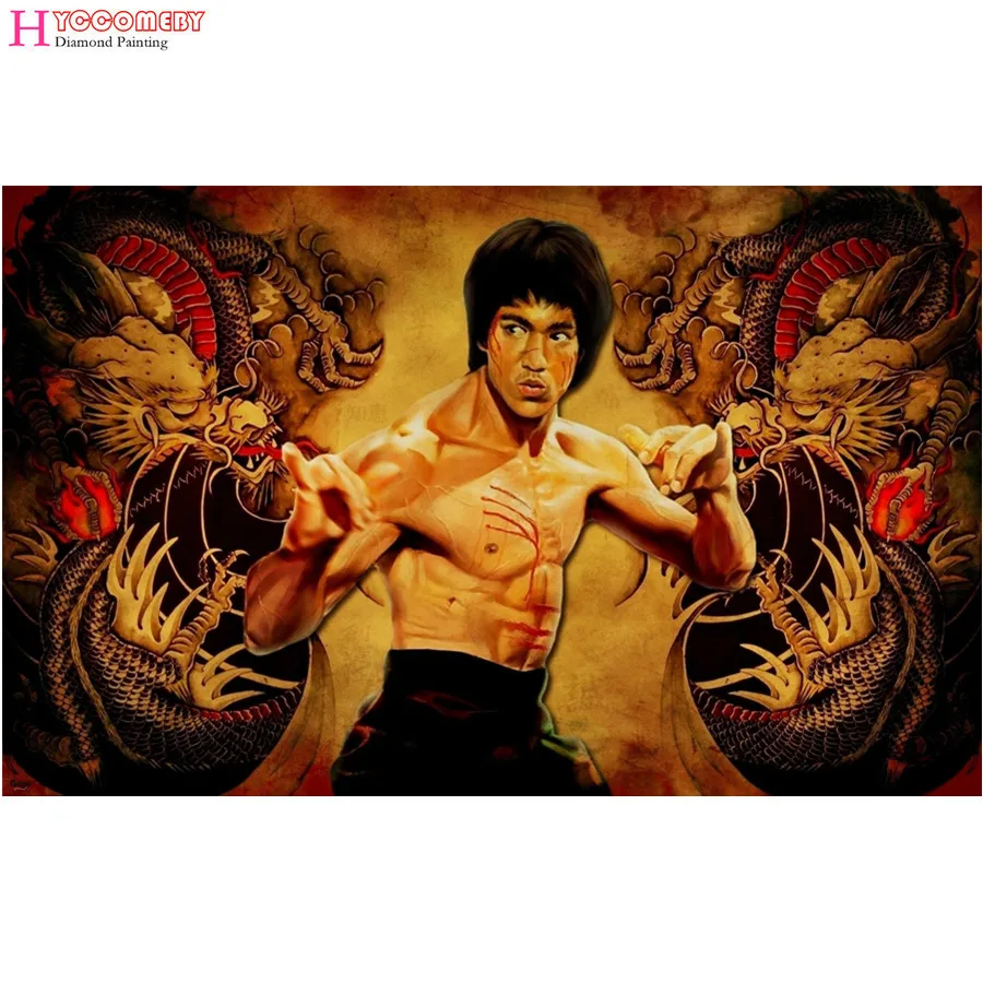 

DIY Diamond Painting Cross Stitch people Kung Fu Superstar Bruce Lee Crystal Needlework Diamond Embroidery Complete Decorative
