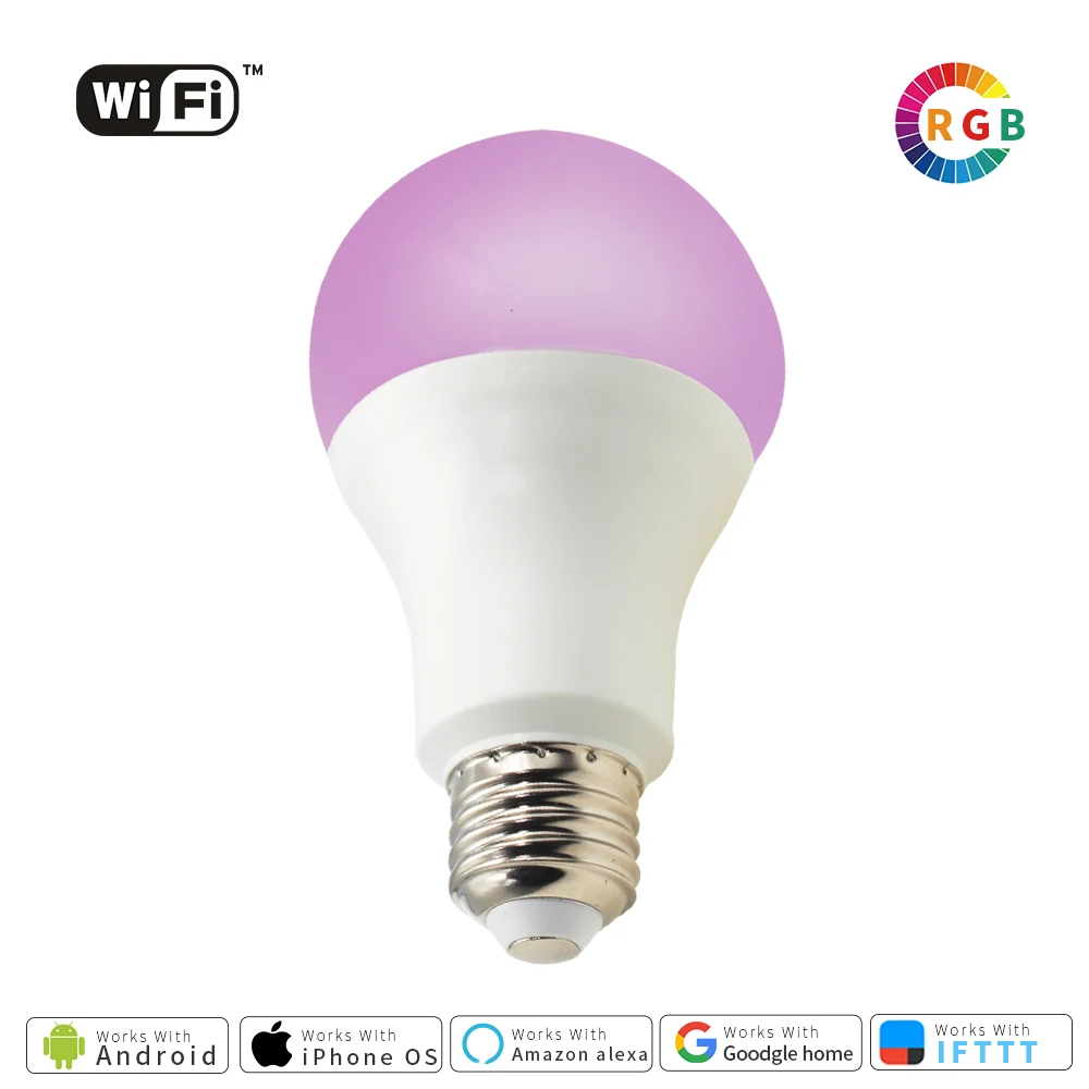 10W Wifi light bulb E26 RGB led bulb 800lm WiFi Light Remote Control