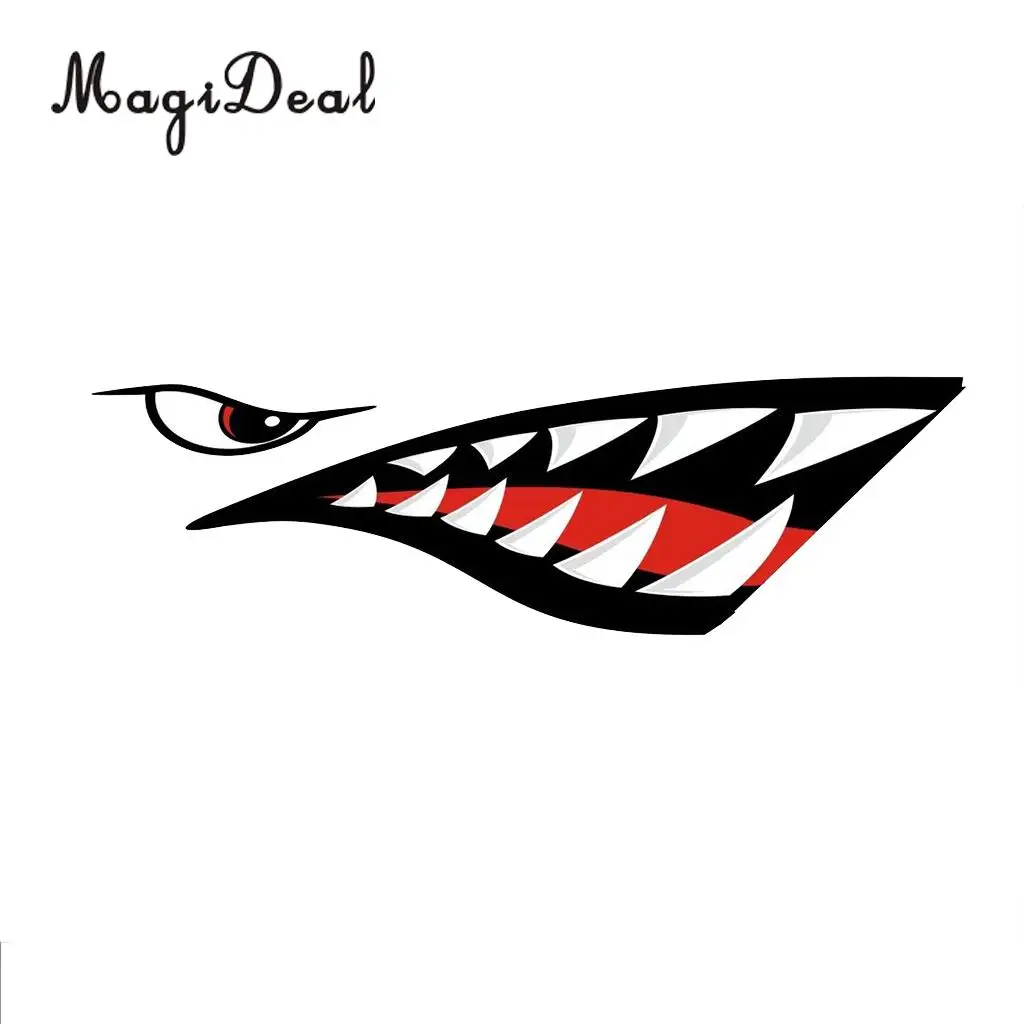 Durable 2 Pieces Vinyl Shark Teeth Mouth Decal Stickers for Kayak Canoe Dinghy Inflatable Fishing Boat Car Decoration Accessory