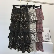 Женская плиссированная юбка с высокой талией, Весенняя и зимняя модная длинная юбка в стиле ретро, многослойная юбка-торт