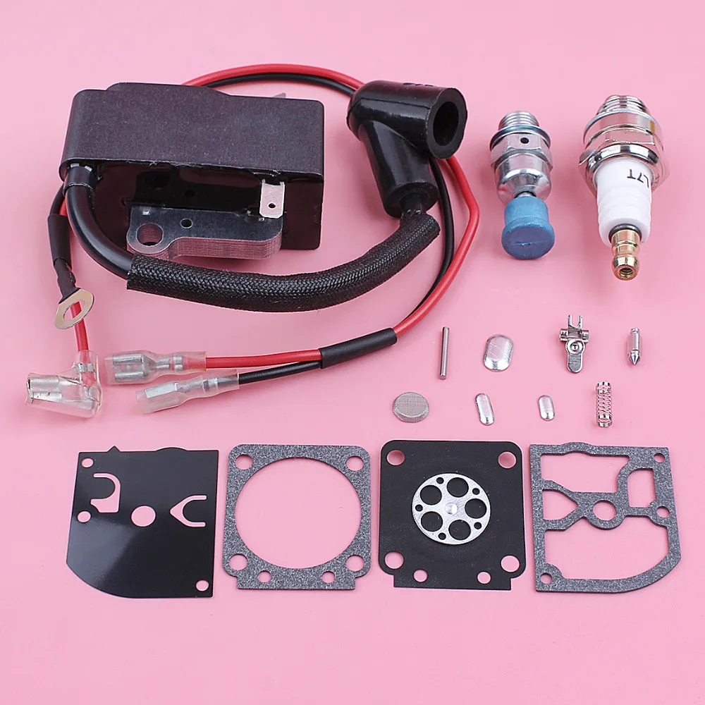 Ignition Coil Carburetor Repair Kit For Husqvarna 445 450 450E Spark Plug Valve