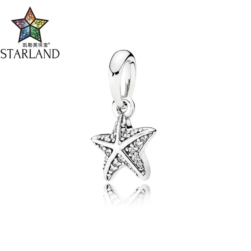 

Starland Classical Tropical starfish Charm Beads 100% 925 Sterling Silver Original Brand Bracelet DIY Jewelry For Women