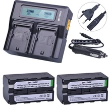 2Pcs 5200mAh NP-F750 NP-F770 NP F750 NP F770 Battery + Fast LCD Dual USB Charger for NP-F970 F550 NP-F960 F970 F950 NP F750 bat
