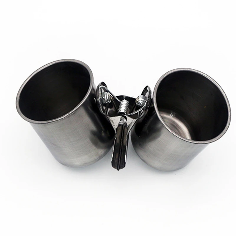 

Parrot Food Water feeder Feeding Birds Single Cups/Double Cups With Clip Stainless Steel Birds Feeder Cup Bird cage accessories