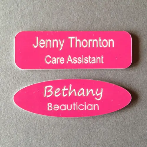 custom name badge cheap custom Pink Name badges pin hot sales OEM print ...