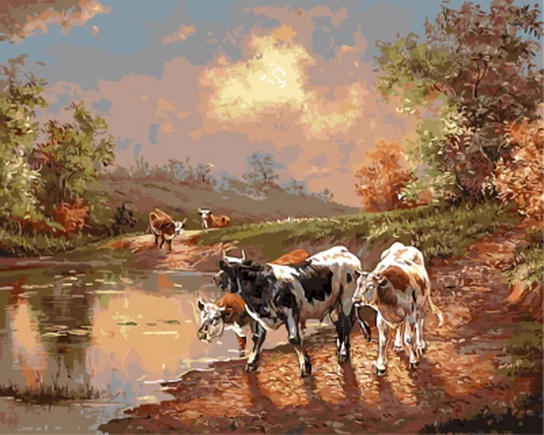 

Frameless painting by numbers paint by number for home decor PBN for living room 4050 cows