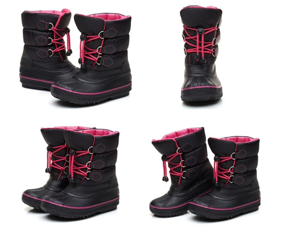 Толстые теплые меховые мягкие теплые ботинки; зимние черные ботинки до середины икры для малышей; водонепроницаемые ботинки для маленьких девочек и мальчиков