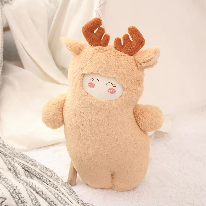 38CM Мягкие короткие плюшевые куклы для детей, мягкие Единорог, олень, медведь, кролик, детские игрушки для спокойного сна, подарок на Рождество для девочек - Цвет: 38CM
