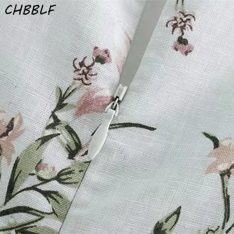 CHBBLF женское элегантное платье миди с цветочным принтом V шейный галстук бабочка