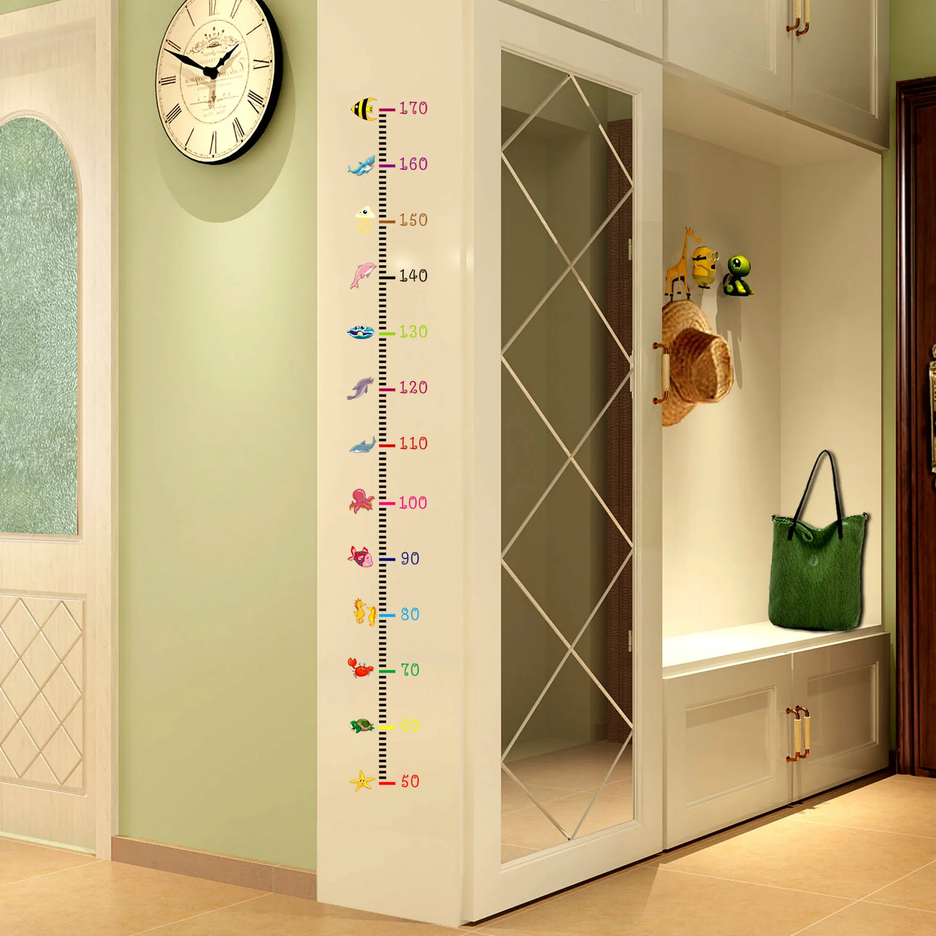 

New High Quality 1PC Height Measure Wall Sticker Home Decor Beautiful Sea Animal Kids Baby Room Height Growth Chart Sticker