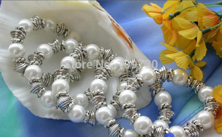 

001013 wholesale elasticity WHITE SHELL PEARL BRACELET 5PCS
