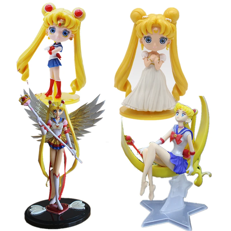 

Anime Figures Sailor Moon Action Figures Sailor Moon Figure Set Wings PVC Sailor Moon Cake Toys Decoration Model Toy Doll Gifts