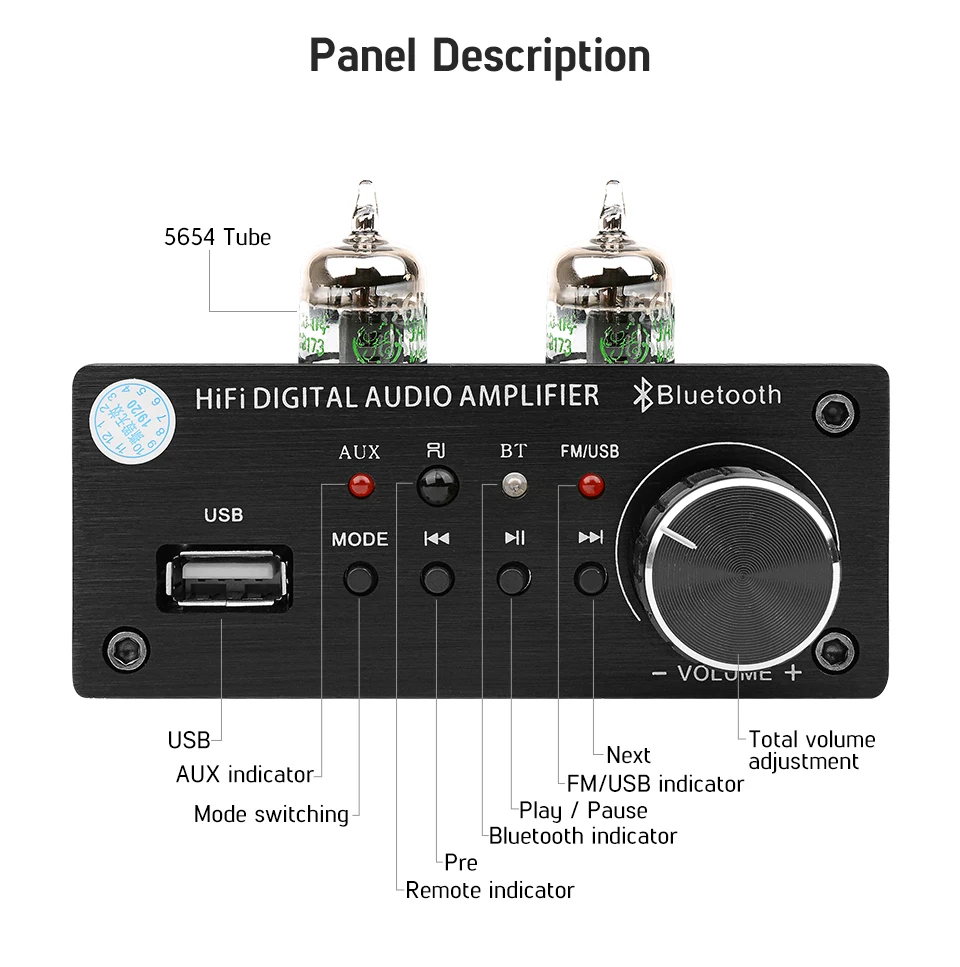 AIYIMA ламповый усилитель, плата предусилителя Bluetooth 4,2 5654, ламповый предусилитель, регулятор громкости и высоких частот, регулировка басов для MP3 декодера