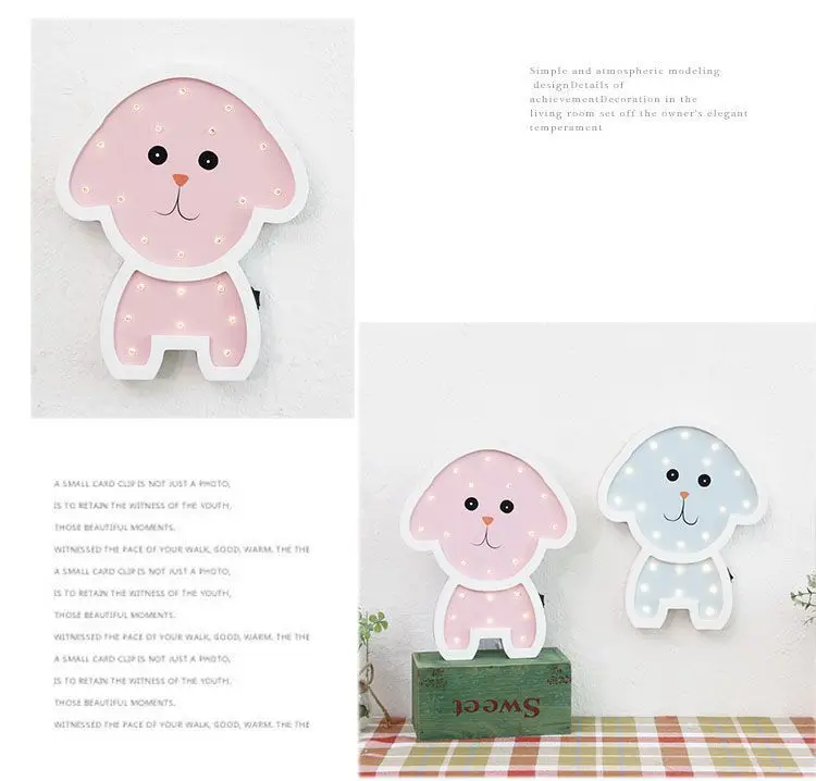 Moda Nordic madera noche luz LED decoración de la habitación de los niños lámpara de noche Linda niños regalos juguetes lámpara de pared lampara infantil80522