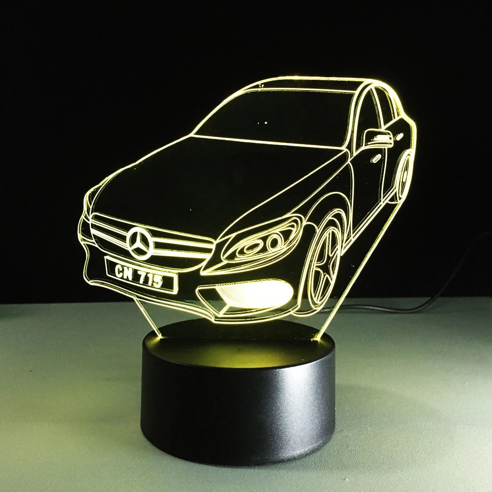 

3D Vision 7 Colors Changing Car Modelling Light Fixtures Led Home Lighting Desk Lamp Bedroom Sleep Decor Vehicle NightLight Gift