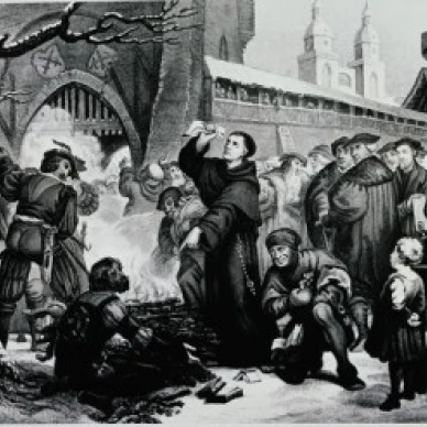 Highlights of the Life of Martin Luther: The Burning of the Bull 1520 Pierre Antoine Labouchere 1807-1873/French 18 x 24