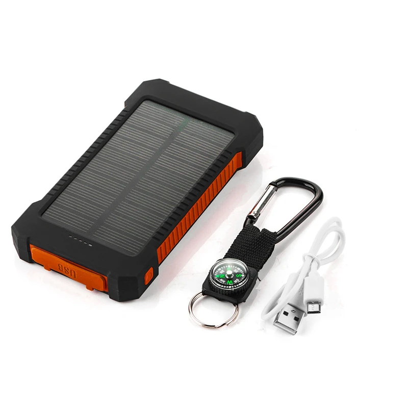 Портативный солнечный внешний аккумулятор 20000 мАч водонепроницаемый внешний аккумулятор резервный внешний аккумулятор 20000 мАч Зарядное устройство для телефона светодиодный Pover Bank