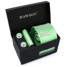 HAWSON мужской галстук-светильник зеленый галстук набор с карманом квадратный зажим для галстука и пуговица крышка запонки модный в
