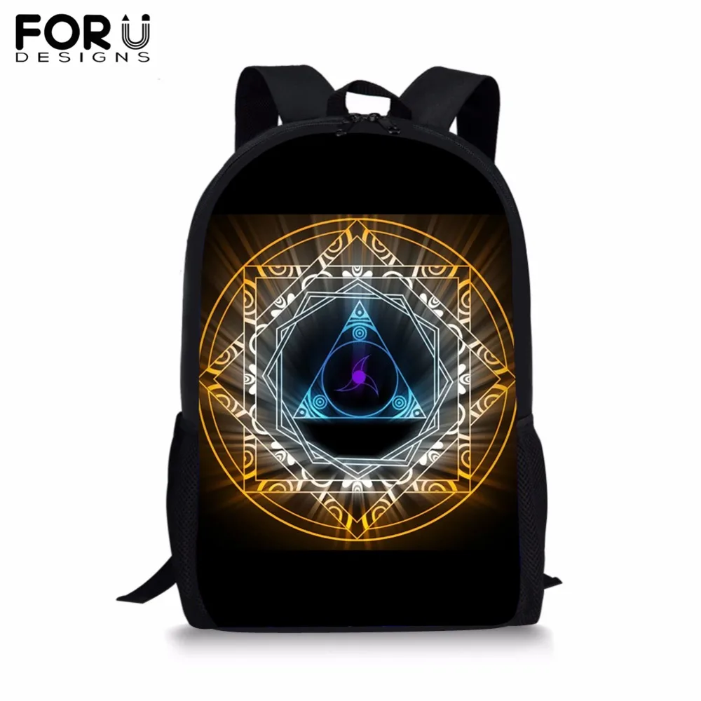 

FORUDESIGNS Super Cool Magic Array Print School Backpack Bag for Boy Girl Black BookBag Teenagers Student Book Bag Bolsa