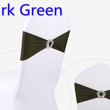 Темно-зеленый цвет Корона пряжки лайкра створки для свадьбы стулья украшения спандекс Группа стрейч галстук-бабочка лайкра лента ремня распродажа