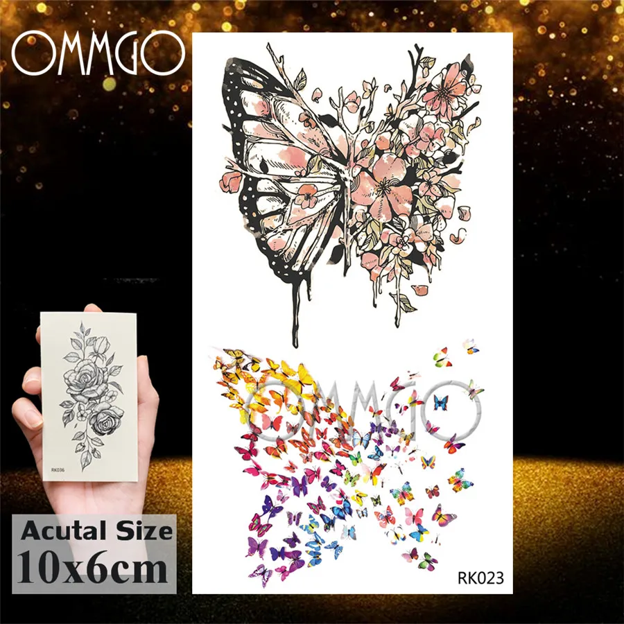 OMMGO бабочка флэш Лотос дети цепи временные татуировки стикеры геометрическое Дерево DIY татуировки Искусство поддельные Sweatpea татуировки Цветок - Цвет: ORK023