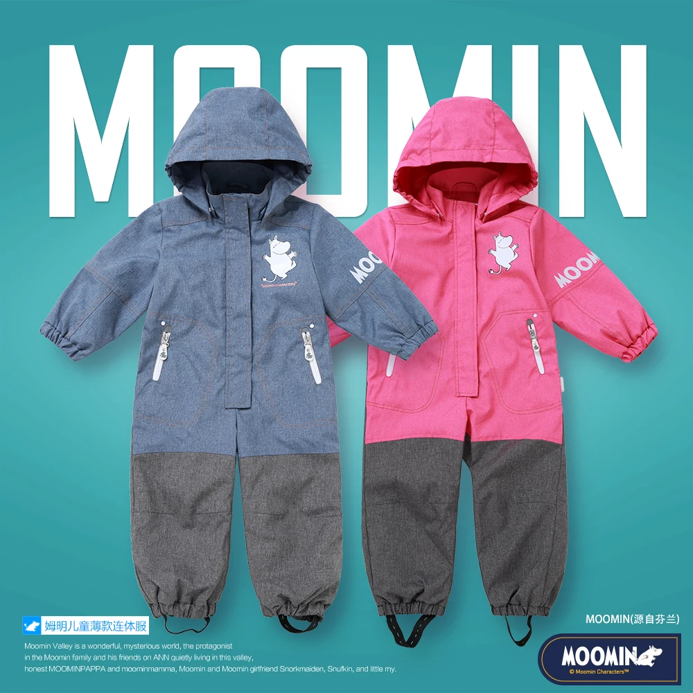 

Moomin Muumi Spring baby girls rompers Polyester Covered zipper girls jumpsuit Turn-down Collar girls customs Character Pink
