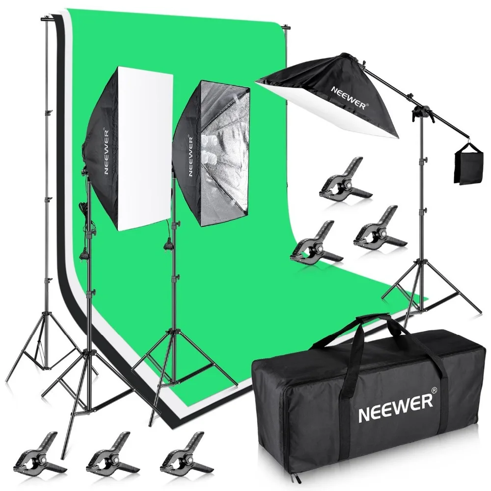 

Neewer Background Support System and Backdrop, 2400 W 5500 K Lighting Installation Kit for Photography Video Studio Recording