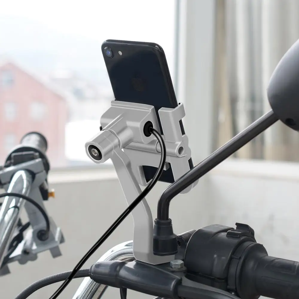 Rylybons мотоцикл QC 3.0USB кронштейн из алюминиевого сплава с переключателем зеркало заднего вида