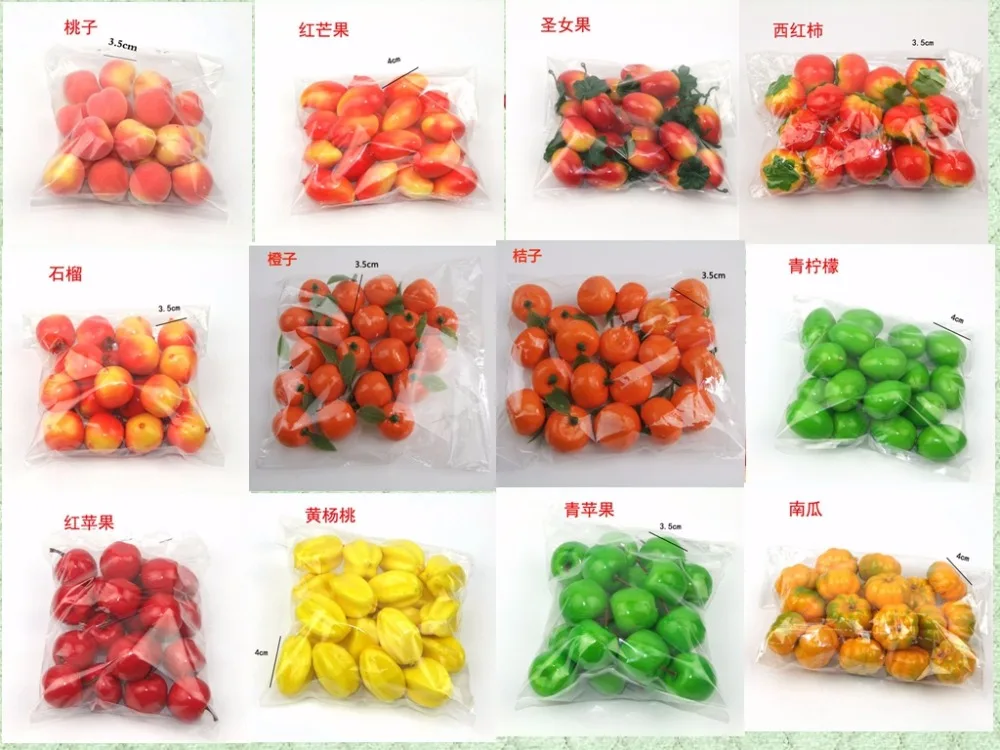 

25 kinds of optional Mini Artificial foam fruits vegetables for Suitable for the wedding home decor photo props 3.5cm004001015