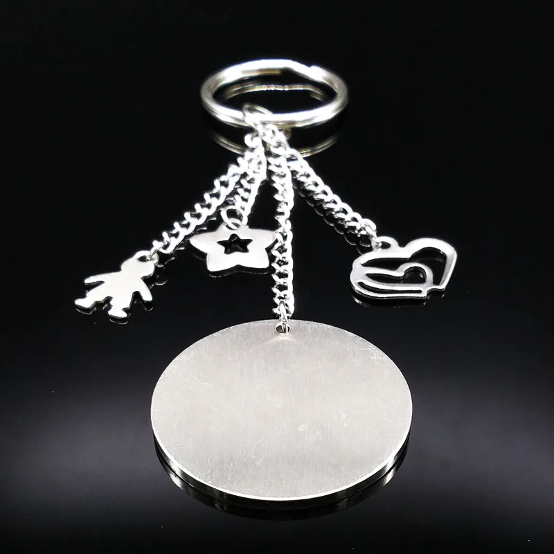 New Grandmother Silver Color Stainless Steel Keychain For Women Round Key Chain Jewelry Grandmother Gift abuela llavero K73216 - Image 3