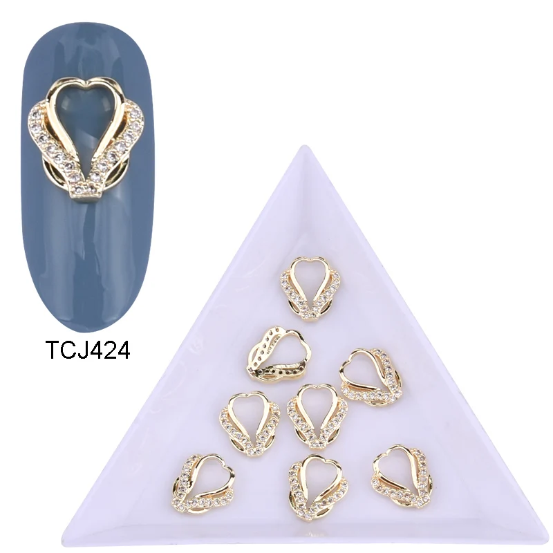 5 шт. Циркон Стразы для маникюра бриллианты украшения для ногтей украшения золото 3d ногтей талисманы цепи цветок луна Венок Дизайн TCJ416~ 430 - Цвет: TCJ424
