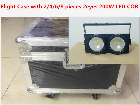 

Flight Case with 2/4/6/8 pieces 2eyes 200W LED COB Blinder Cool White Lighting for Disco Party Dmx controller Led Audience ligh