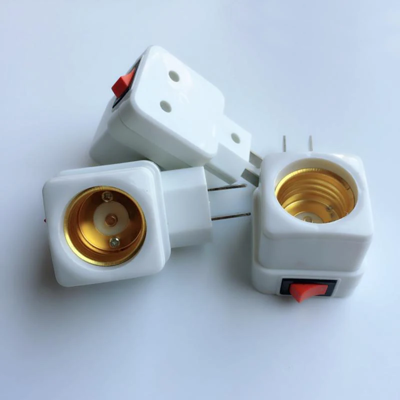 US Plug Lamp Holder with Switch Socket Household E27 Wall Socket Base