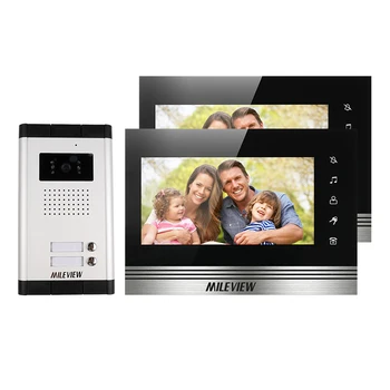 

FREE SHIPPING NEW 7" Touch Screen Video Intercom Door Phone System 2 Monitors + Outdoor Doorbell Camera For 2 Apartments Family