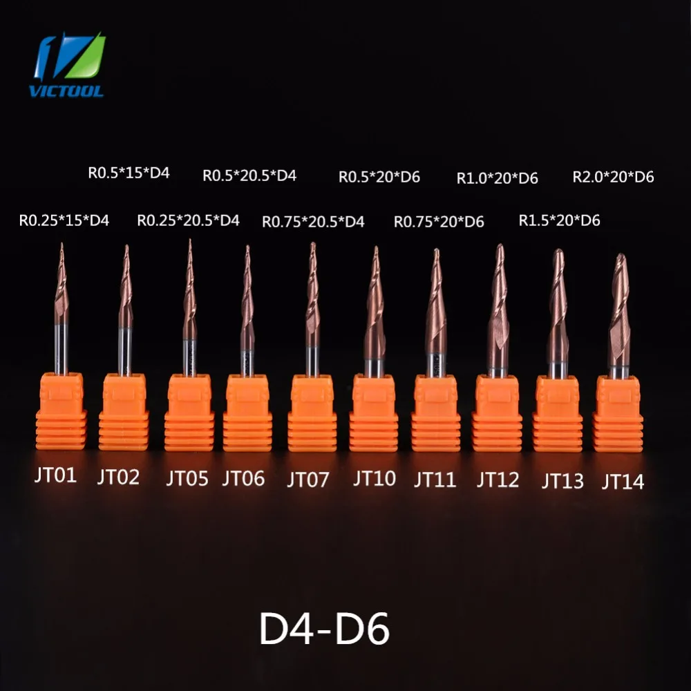 

Tungsten solid carbide Coated Taper Ball Nose End Mills,taper and cone Bit wood ferramentas para madeira Mixed End mills