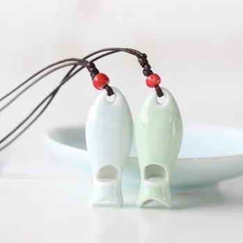 

10pcs/lot whistle pure handmade original small fresh good luck ceramic necklace male and female pendant lovers little jewelry.