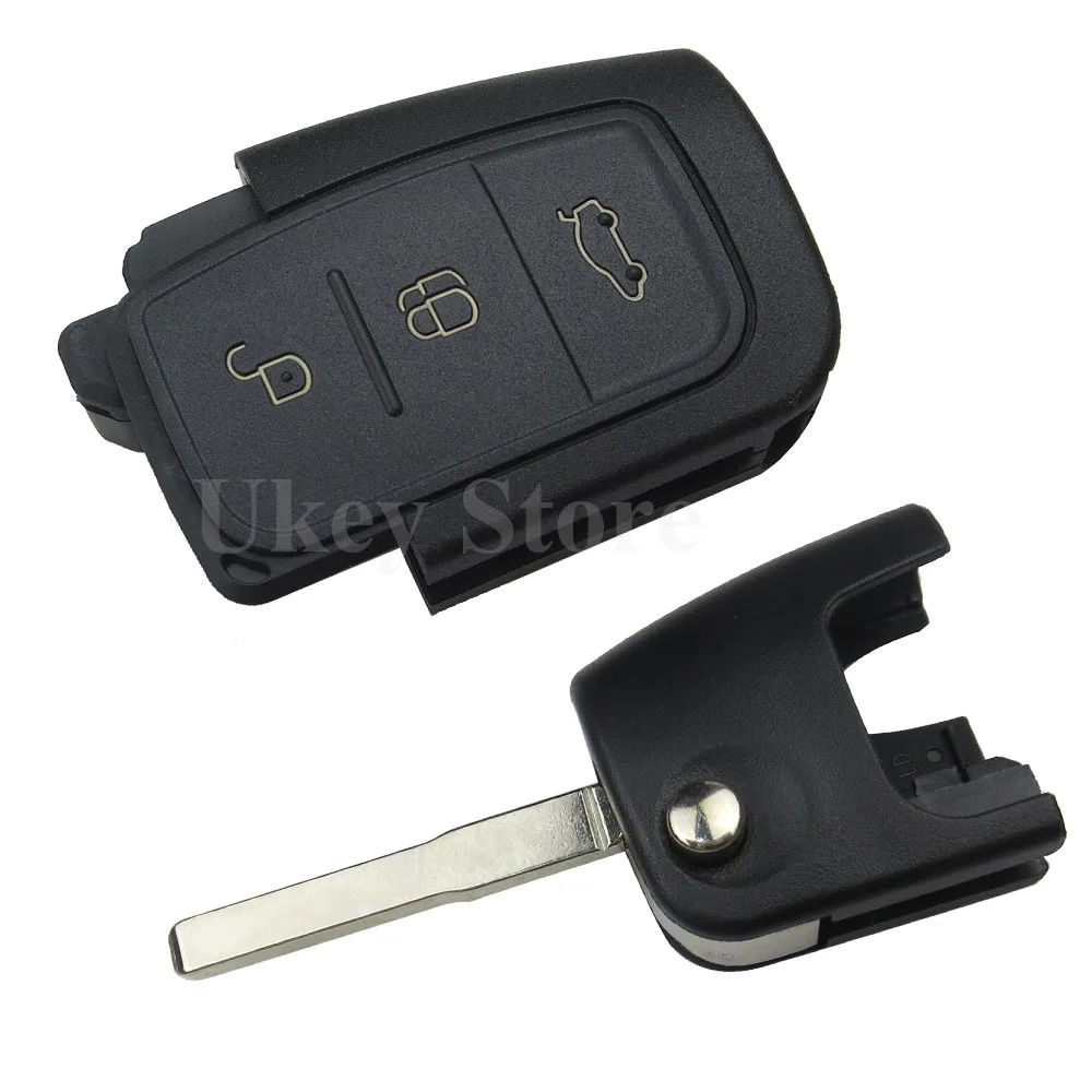 OkeyTech 433MHz 4D63 Chip 3 Buttons Flip Folding Remote Control Key for Ford Mondeo Focus Fiesta C Max S Max Galaxy HU101 Blade